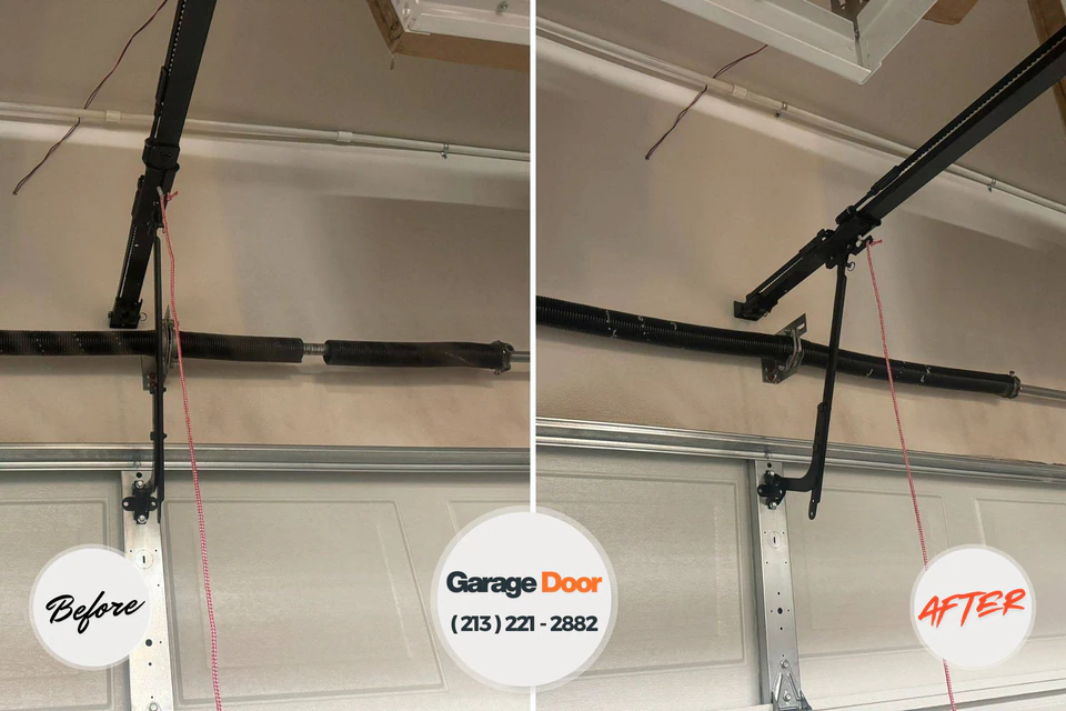 Before and after: garage door opener repair Prairie Grove, IL